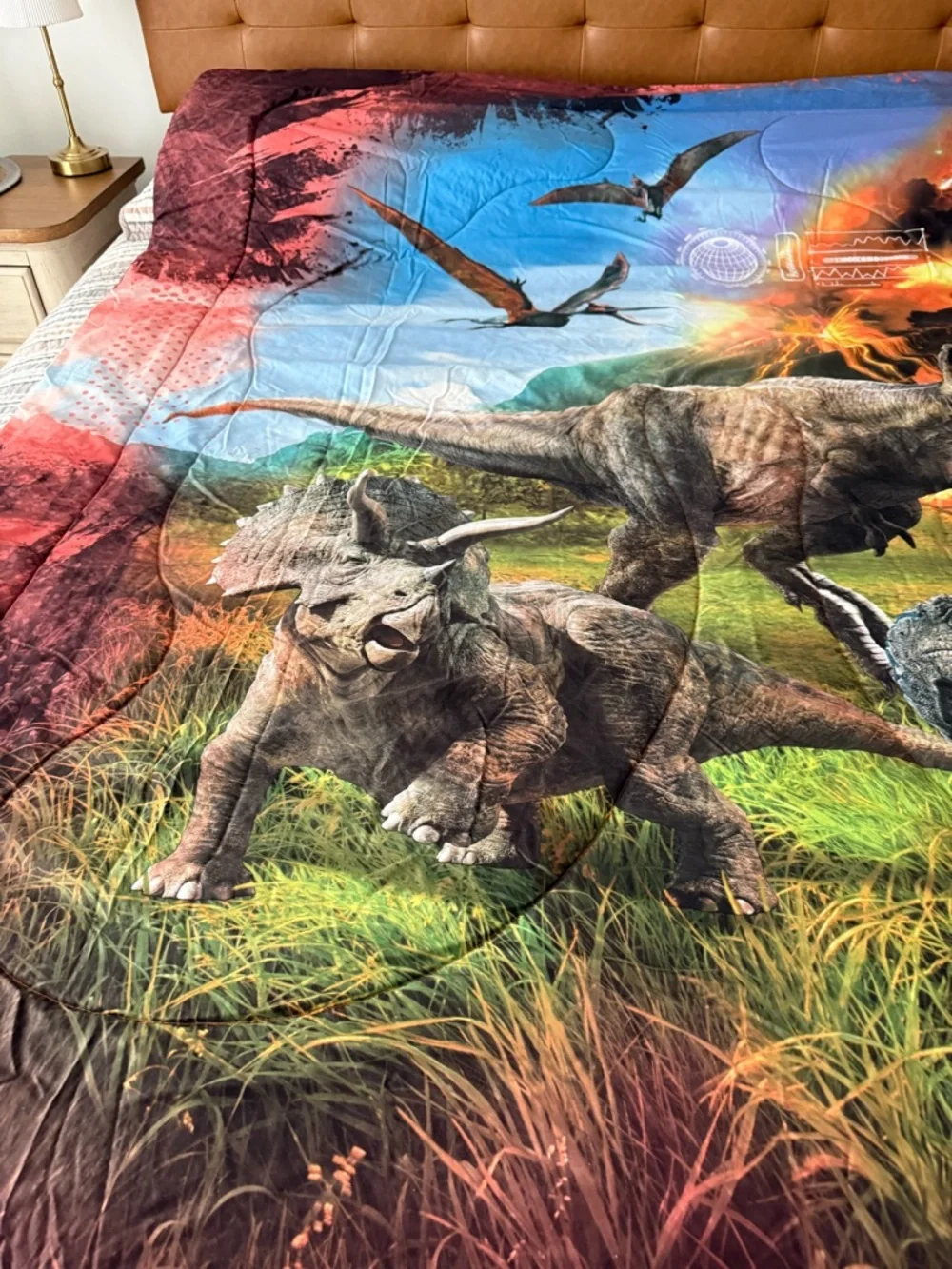 Jurassic Dinosaur Printed Comforter - Multicolor With Sheet set. Reversible.